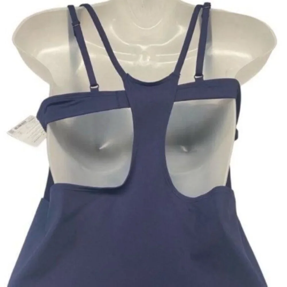 Athleta Seascape‎ Tankini Swim Tank UPF 50+ Blue Vacation Coastal Beach 34 B/C